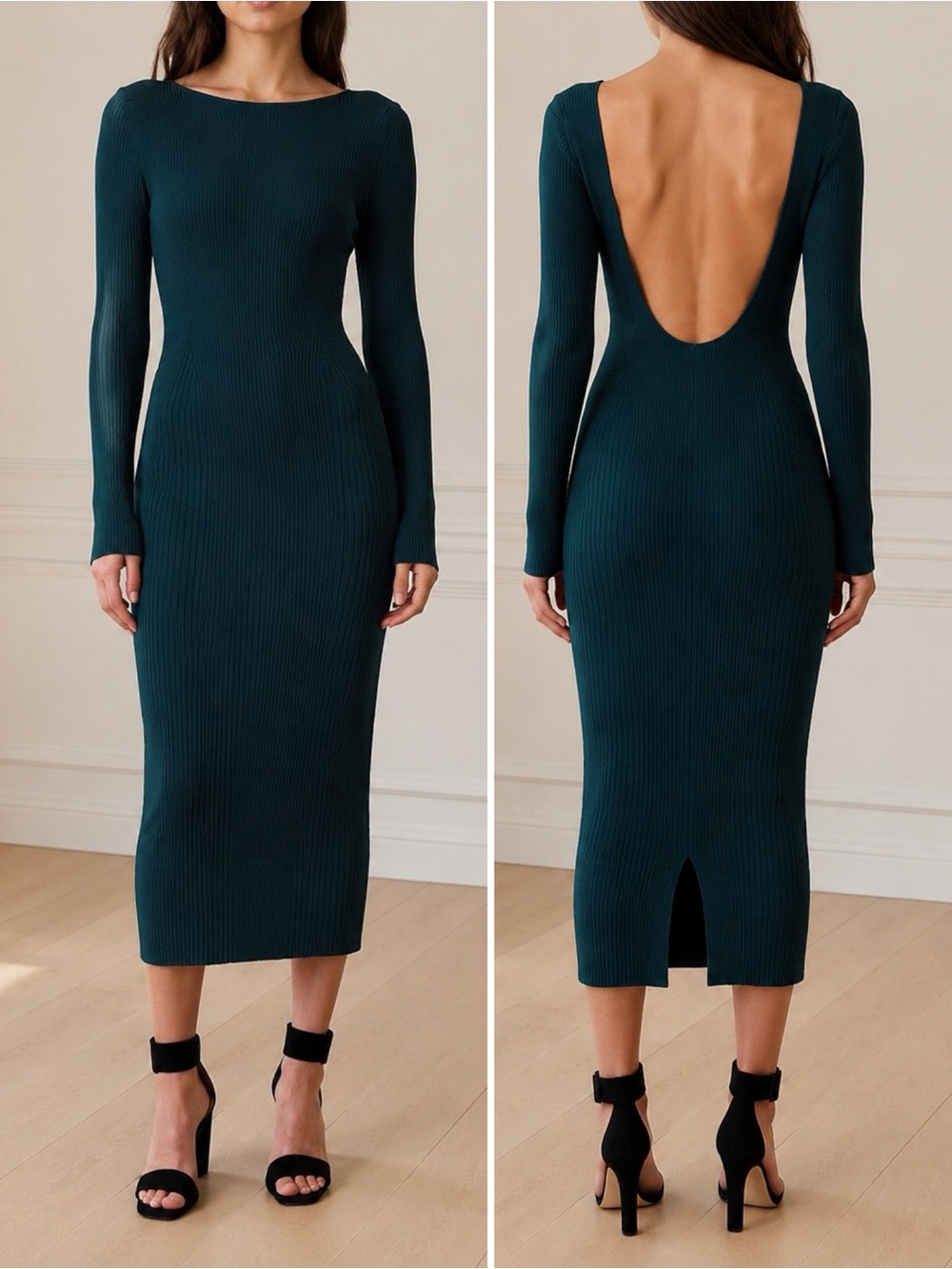 NWT Banana Republic Ines Scoop Back Sweater Dress in Pine Green Size Medium NEW
